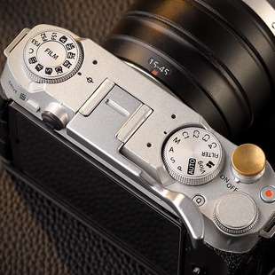 Haoge号歌用于富士XM5微单相机指柄X-M5金属拇指手柄热靴盖保护配件xm5真皮手柄增加握持手感银色