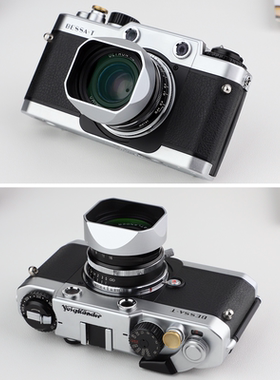 号歌新款方形金属遮光罩用于福伦达NOKTON 35mm F1.5 一代二代35 1.5 TypeⅠ＆Ⅱ徕卡M卡口镜头VM银色