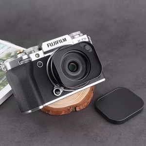 号歌适用于Fujifilm/富士XF27mm 23mm F2.8 R WR镜头遮光罩XF27 2.8 II一二代镜头方形金属遮光罩配金属盖