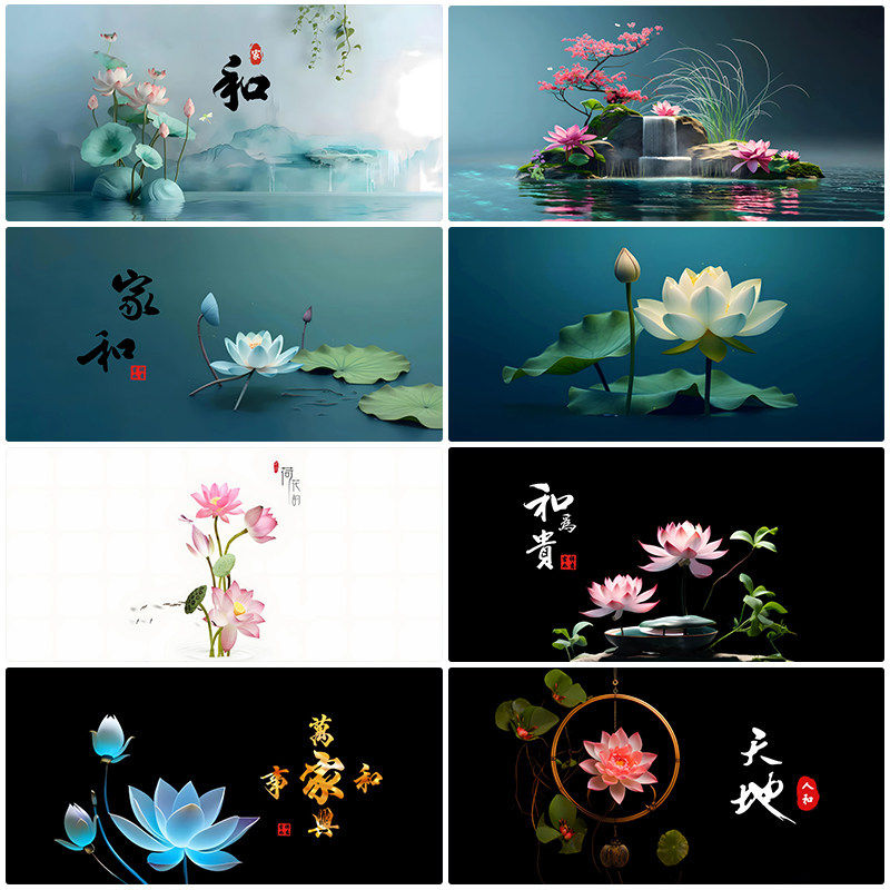 鱼缸背景贴纸3d立体高清图5d水族箱家和荷花造景装饰画壁纸正胶贴