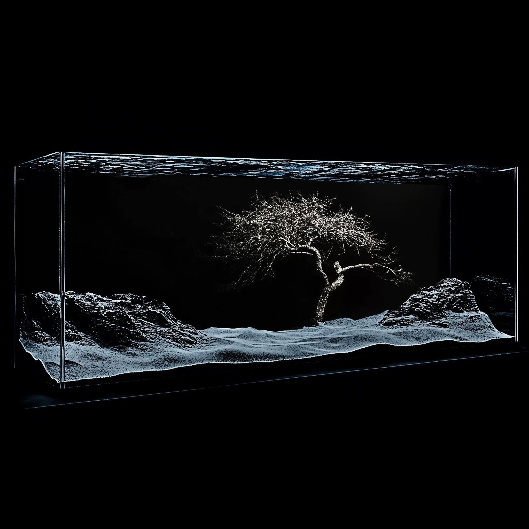 南美风石头高清黑色溪流缸鱼缸背景贴纸壁画洞穴水草5d立体图正胶