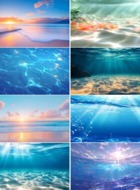鱼缸背景专用贴纸3d立体高清图外贴5d水族箱沙滩海水造景装饰壁画