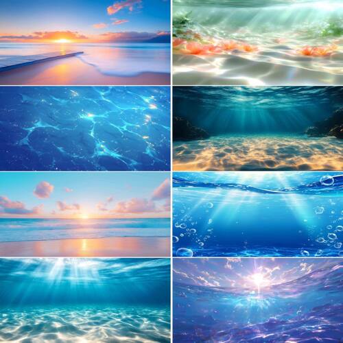 鱼缸背景专用贴纸3d立体高清图外贴5d水族箱沙滩海水造景装饰壁画