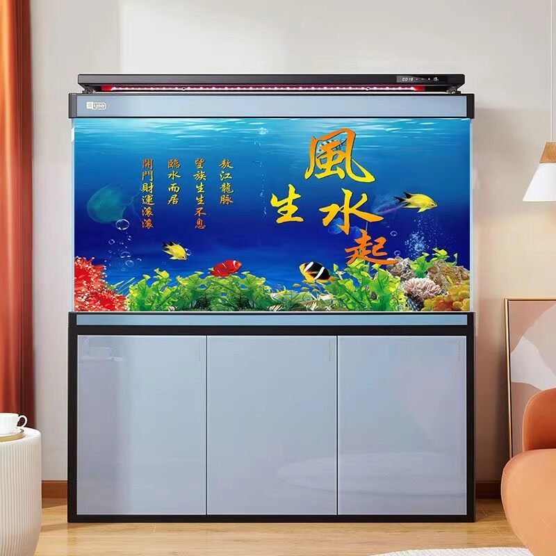 鱼缸背景贴纸3d立体画高清图风生水起5d水族箱造景装饰缸外自粘画
