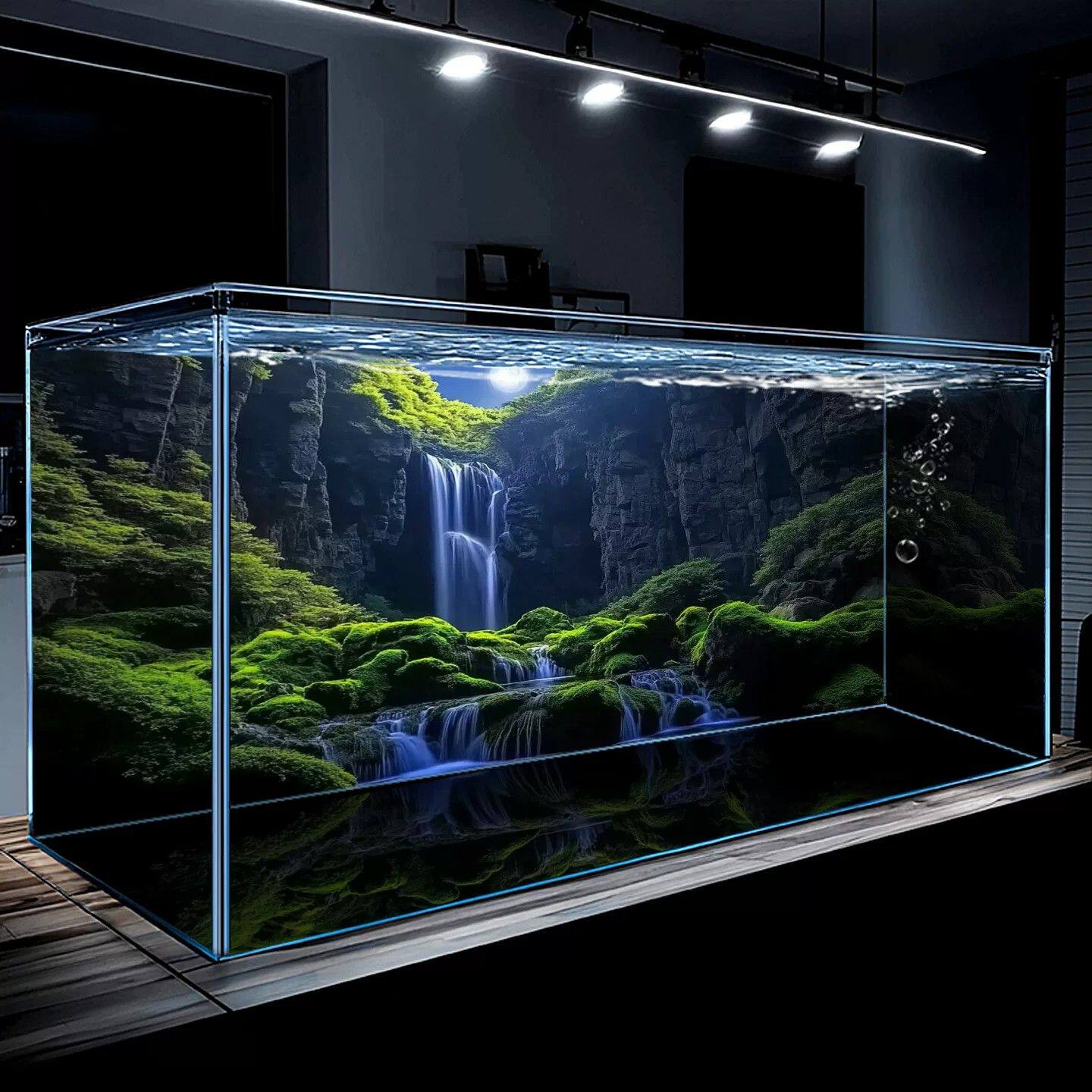 水草缸溪流缸水族箱造景装饰5d立体画高清图壁纸鱼缸背景专用贴纸