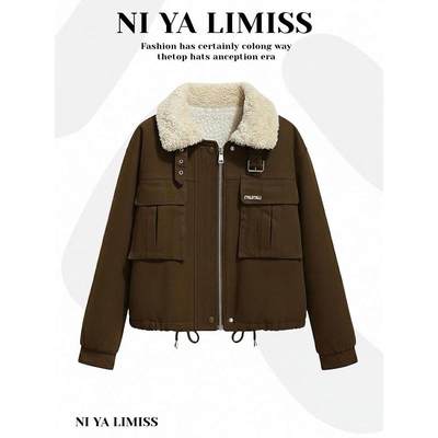 高级感独特漂亮的初冬短外套女装2025新款小个子加厚毛领棉服上衣