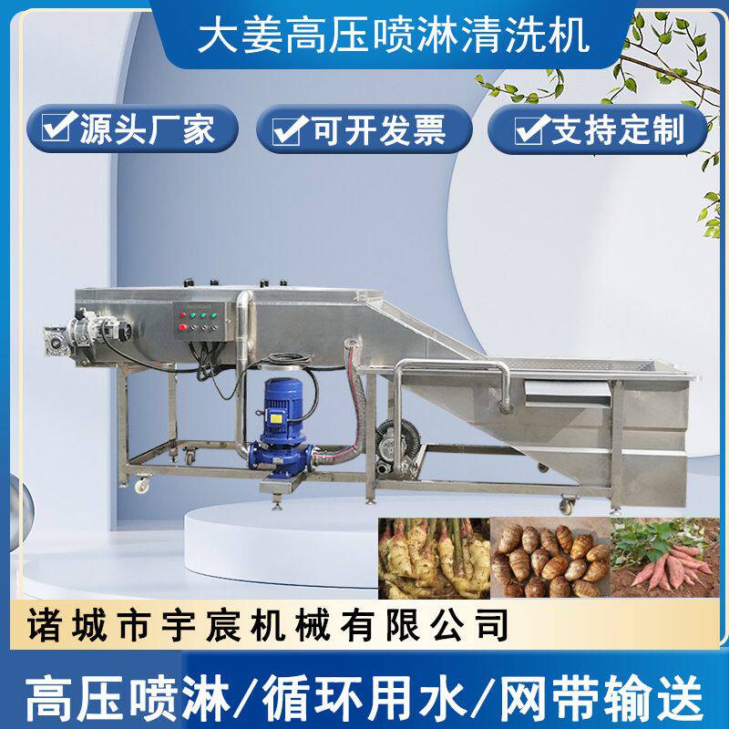 全自动中药材鱼腥草清洗机胡萝卜根茎类高压喷淋清洗机商用洗姜机