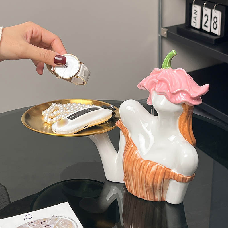 北欧放钥匙收纳托盘玄关摆件入户门口电视柜客厅家居鞋柜装饰