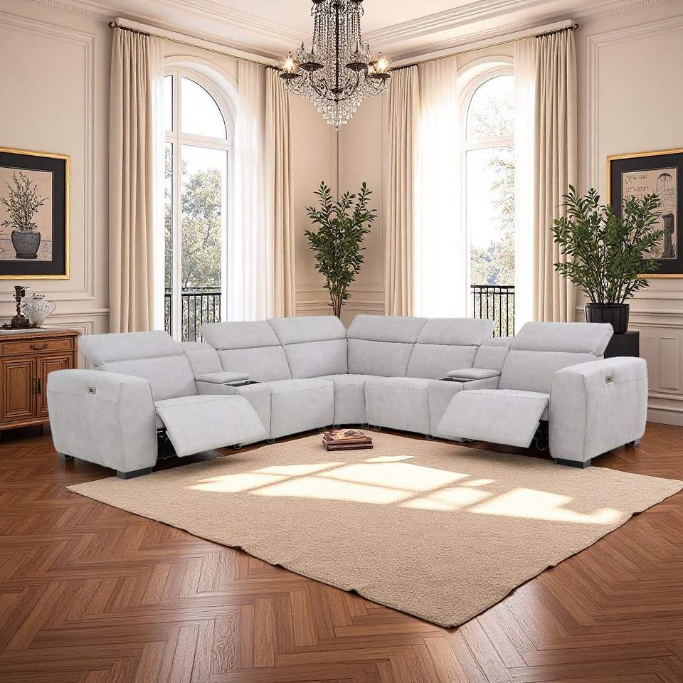 Electric Function Large L-Shaped Corner Fabric Sofa