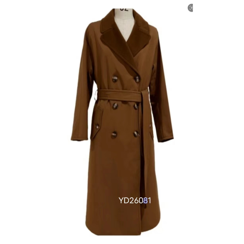 【呼呼严选专享】曼德诗中长款毛呢外套2025冬季新款时尚双面可穿