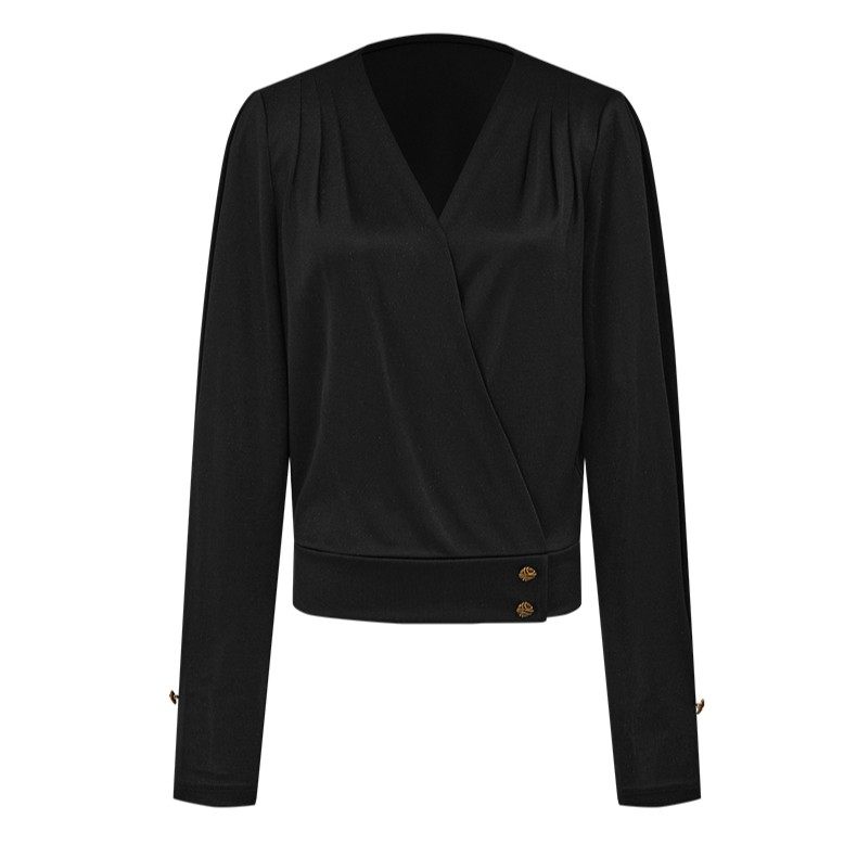 【粉丝专属】【商场同款】曼德诗V领醋酸针织衫秋季新款纯色长袖M