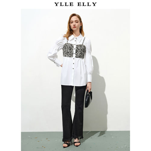 【贝贝&粉丝专享】YLLE ELLY/衣衫妙影假两件衬衫秋季新款泡