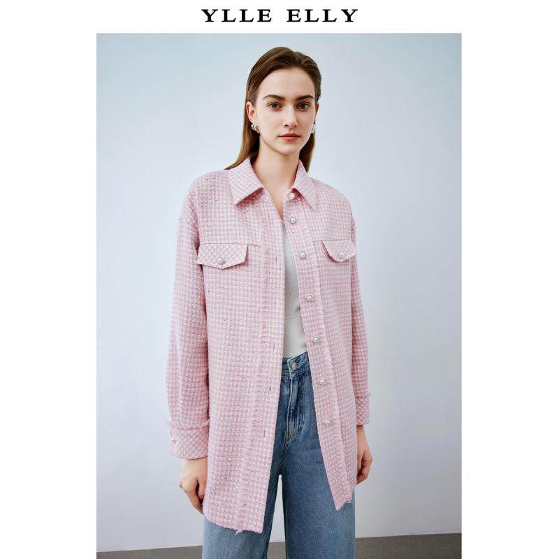 【廖廖粉丝专属】YLLE ELLY小香风简约外套2025春季新款粉白慵