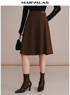 【廖廖粉丝专属】曼德诗高腰半身裙季新款气质