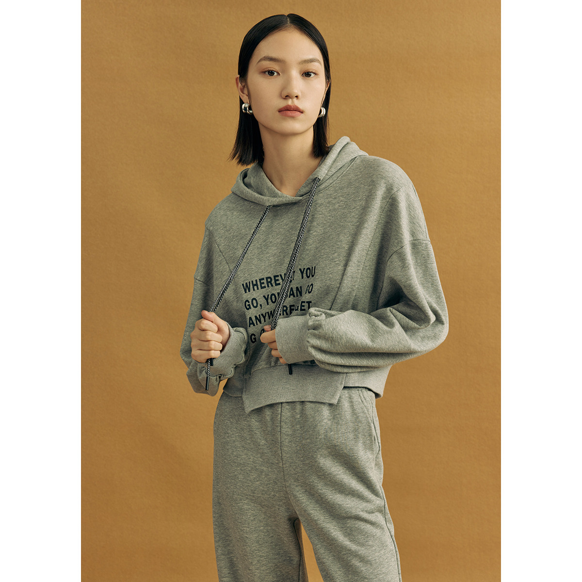 【呼呼严选粉丝专属】卫衣女秋季休闲时尚百搭ins字母印花运动上