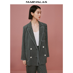 【粉丝专享】曼德诗摩登西装春季新中式印花睡衣风外套M423300528