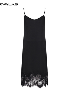 【呼呼严选粉丝专享】曼德诗无袖收身长裙新品设计感垂坠拼接蕾丝