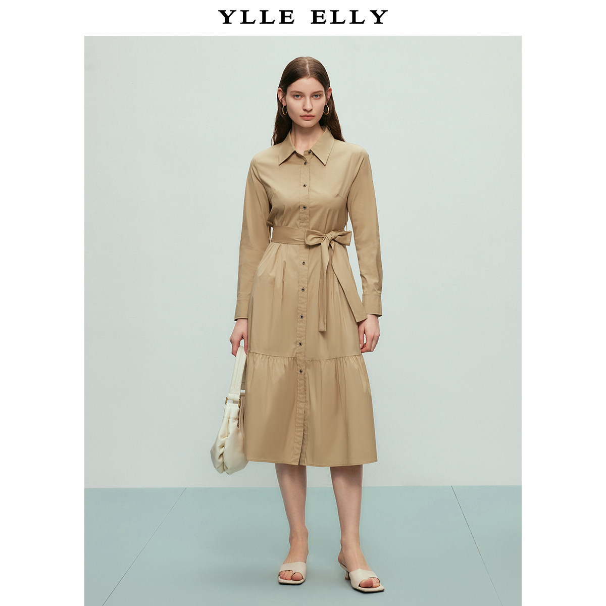 【粉丝专属】YLLE ELLY优雅收腰衬衫裙2025春季新款纯