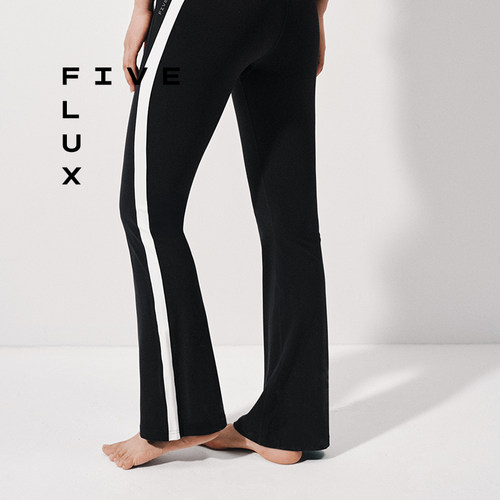 FIVE FLUX TOM系列 喇叭裤新款女生高腰显瘦瑜伽裤黑色休闲鲨鱼裤
