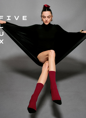 FIVE FLUX TOM系列 中筒袜子本命年红袜子网球瑜伽运动抗菌女款FF