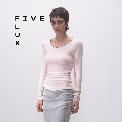 FIVEFLUX一字肩长袖T恤女