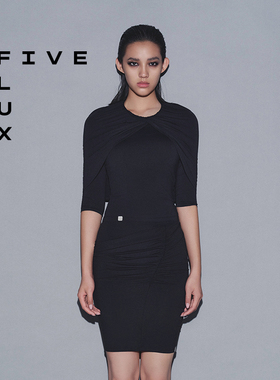 FIVE FLUX URBAN系列披肩设计收腰显瘦巴拉克拉法帽褶皱上衣