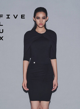 FIVE FLUX URBAN系列披肩设计收腰显瘦巴拉克拉法帽褶皱上衣