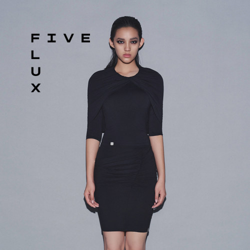 FIVE FLUX URBAN系列披肩设计收腰显瘦巴拉克拉法帽褶皱上衣