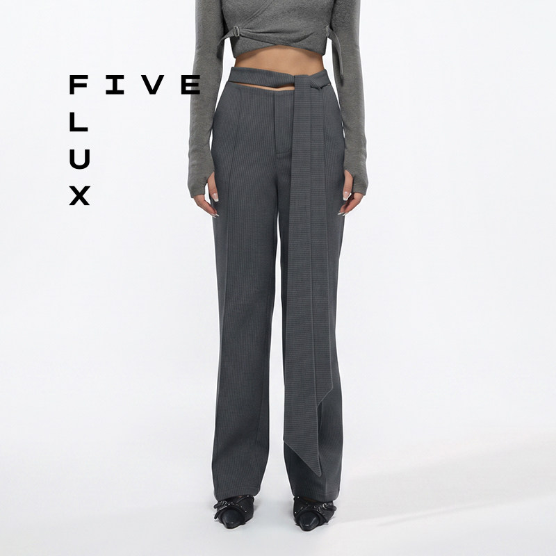 FIVEFLUX直筒绑带休闲长西裤