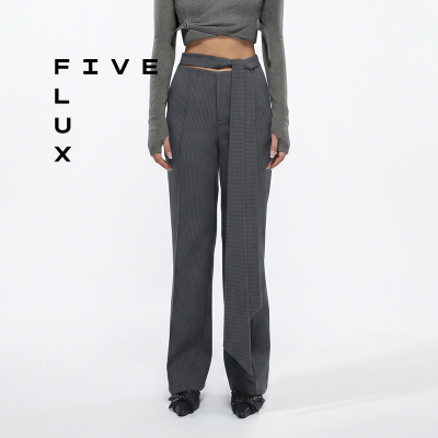 FIVEFLUX直筒绑带休闲长西裤