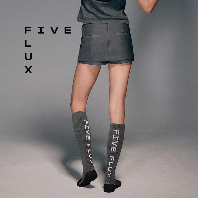FIVE FLUX URBAN系列长筒袜字母INS多色新款百搭网球女袜子抗菌FF