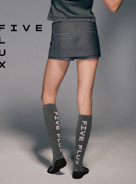 FIVE FLUX URBAN系列长筒袜字母INS多色新款百搭网球女袜子抗菌FF