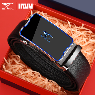 七匹狼头层牛皮男士腰带