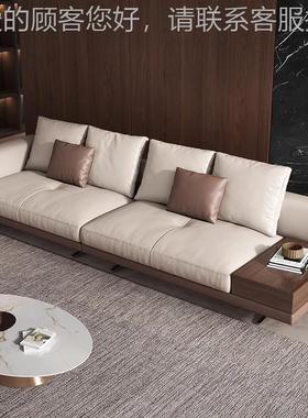意式极简康纳利真羽沙发现代皮轻奢绒客小户GIB厅型直排极简布艺