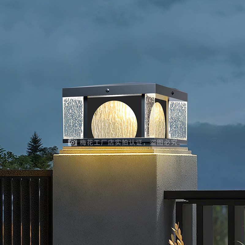 新款太阳能柱头灯户外防水门柱灯别墅庭院室外大门两侧柱子围墙灯