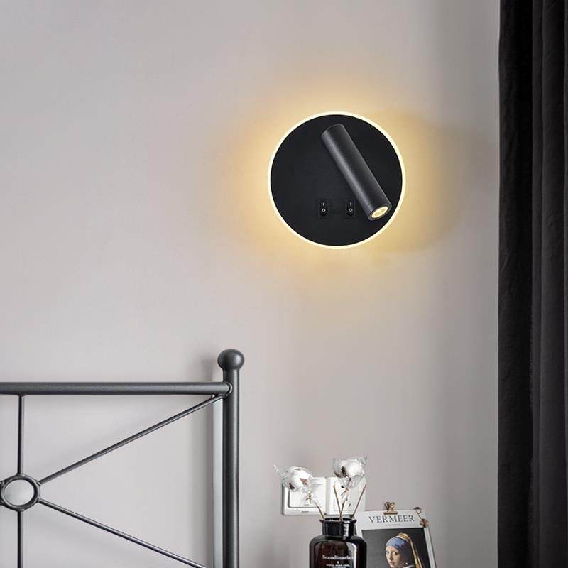 led简约卧室床头带分段开关壁灯阅读台灯看书灯客厅电视背景墙灯