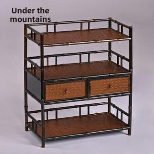 陕西手工紫竹桌面茶棚茶具收纳架博古架茶杯茶壶展示架彷古菖蒲架