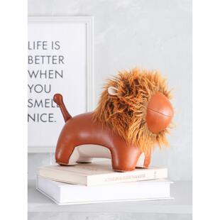 台湾zuny超萌毛狮卡通狮子老虎飞狮书挡门挡皮质摆件软装创意礼物