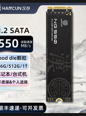 HC汉存NG550 1T 256G M.2SATA固态硬盘SSD笔记本台式机电脑通用