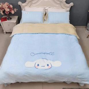 被套床单套件 品牌微瑕尾D猫感法兰绒四件套牛奶绒卡通珊瑚绒冬季