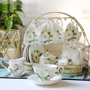 骨瓷欧式咖啡杯套装简约红茶杯整套家用水杯英式下午茶3件套送架