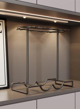 酒柜悬挂红酒杯架置物架红酒架子轻奢高档红酒瓶摆放架高脚杯倒挂