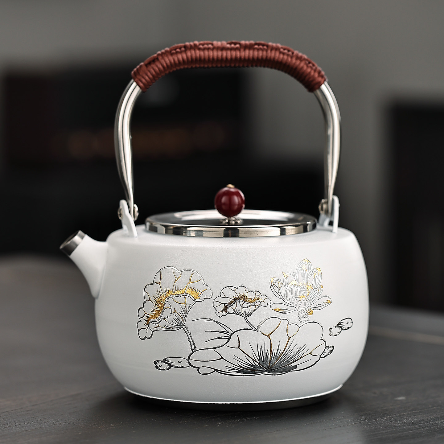 304不锈钢烧水壶防烫泡茶壶描金煮水壶电陶炉茶壶套装围炉煮茶