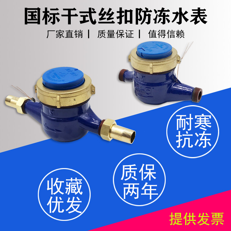 干式丝扣4分水表家用6分/1寸民用水表出租屋防冻防青苔自来水水表
