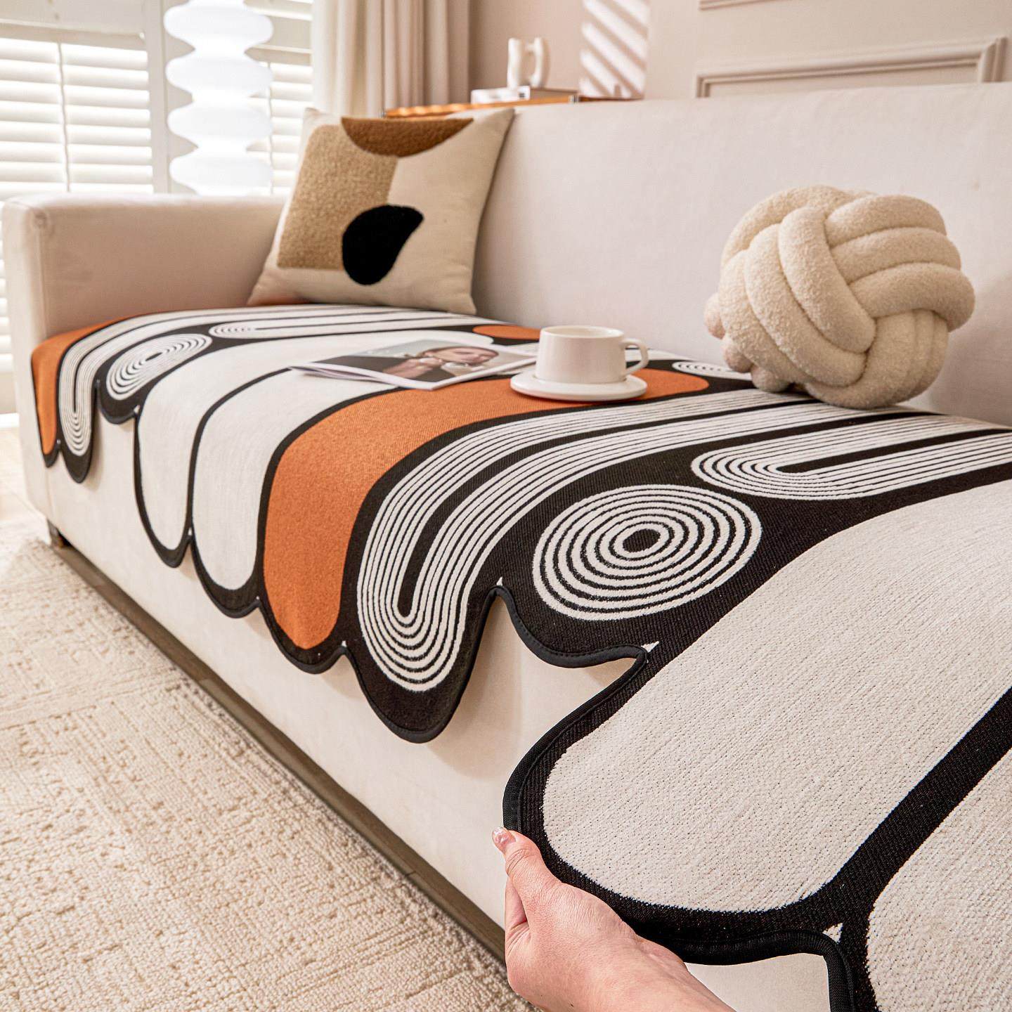 高级感异形沙发垫子2025新款四季通用固定防滑直排一片式沙发盖布,居家布艺,沙发垫,淘宝优惠券,粉丝福利购,淘宝优惠卷