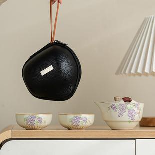 漫屿森汝窑旅行茶具套组陶瓷可携式 户外露营泡茶器功夫茶具一人饮