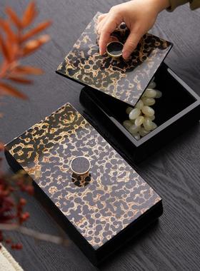 法式复古风古典黑金色装饰盒方形收纳盒摆件入户玄关柜储物盒陈列