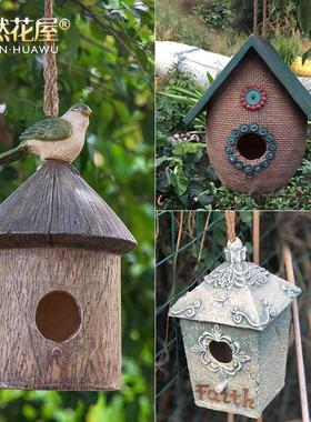 户外小鸟屋虎皮鹦鹉窝八哥鸟巢笼子花园别墅庭院园艺景观装饰挂件