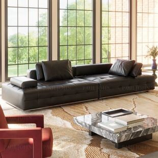 斯帝罗兰劳伦斯沙发客厅全青皮真皮直排高端大气上档次横厅不靠墙