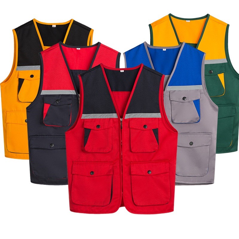 工作服多口袋志愿者摄影背心反光马甲定制男装施工马夹广告活动